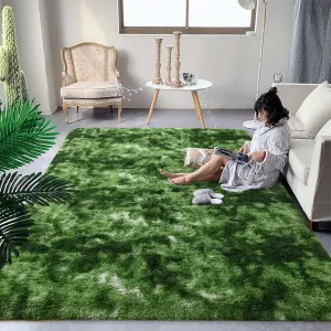 DweIke Fluffy Modern Area Rugs for Living Room Bedroom, 3x5 ft Plush High Pile Dark Green Rug for Kids Girls Room Nursery Home Decor, Upgrade Non-Slip Girls Bedroom Soft Indoor Rug, Dark Green