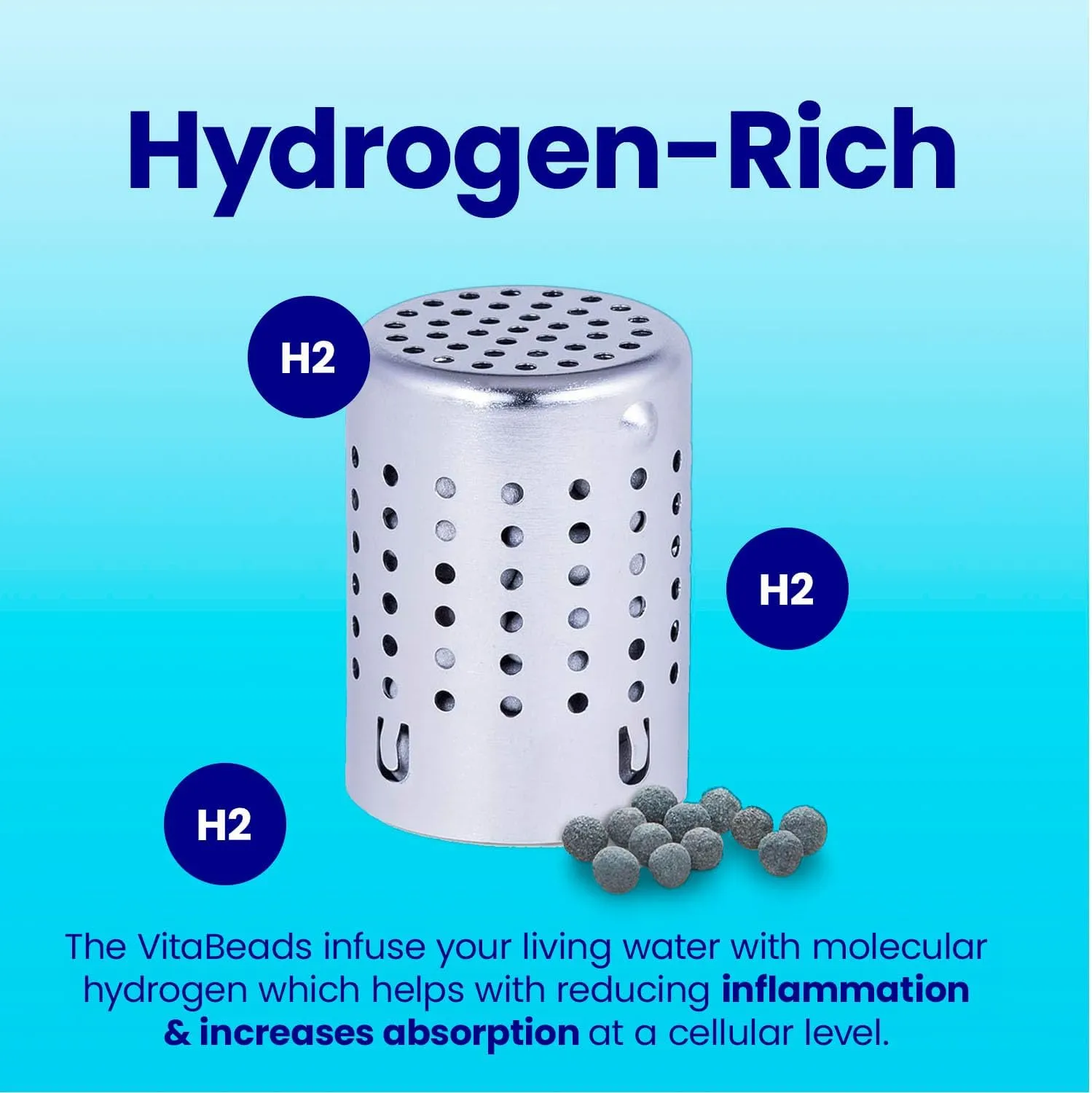 DYLN VitaBead Diffuser | Creates Hydrogen-Rich, pH 9  Alkaline Antioxidant Water | Replacement for DYLN Bottle | Natural Mineral Ionized Hydrogen Generator for Delicious Tasting Water | 8-Pack