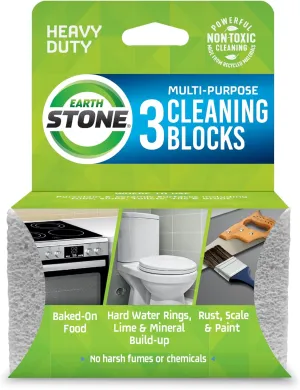 EarthStone Multi-Purpose Cleaning Block, For Kitchens, Bathrooms, Tools, and More, 3-Pack
