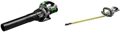 EGO POWER  56V Lithium-ion 530 CFM 3-Speed Turbo Cordless Leaf Blower with 24-Inch Brushless Cordless Hedge Trimmer 2.5Ah Battery and Charger Included