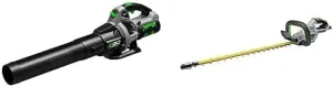 EGO POWER  56V Lithium-ion 530 CFM 3-Speed Turbo Cordless Leaf Blower with 24-Inch Brushless Cordless Hedge Trimmer 2.5Ah Battery and Charger Included