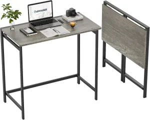 Elephance Folding Desk No Assembly Required 31.5" Small Foldable Computer Desk for Small Spaces, Space Saving Study Writing Office Desk Foldable Table for Home Office Black Oak