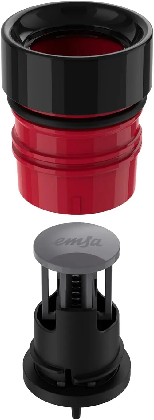 Emsa N31106 Bludrop Sleeve Drinking Bottle, 0.5 litres, 100% Leak-Proof, Quick-Press Closure, Ergonomic 360° Drinking Enjoyment, 12 Hours Warm, 24 Hours, Dishwasher Safe, Stainless Steel, Petrol