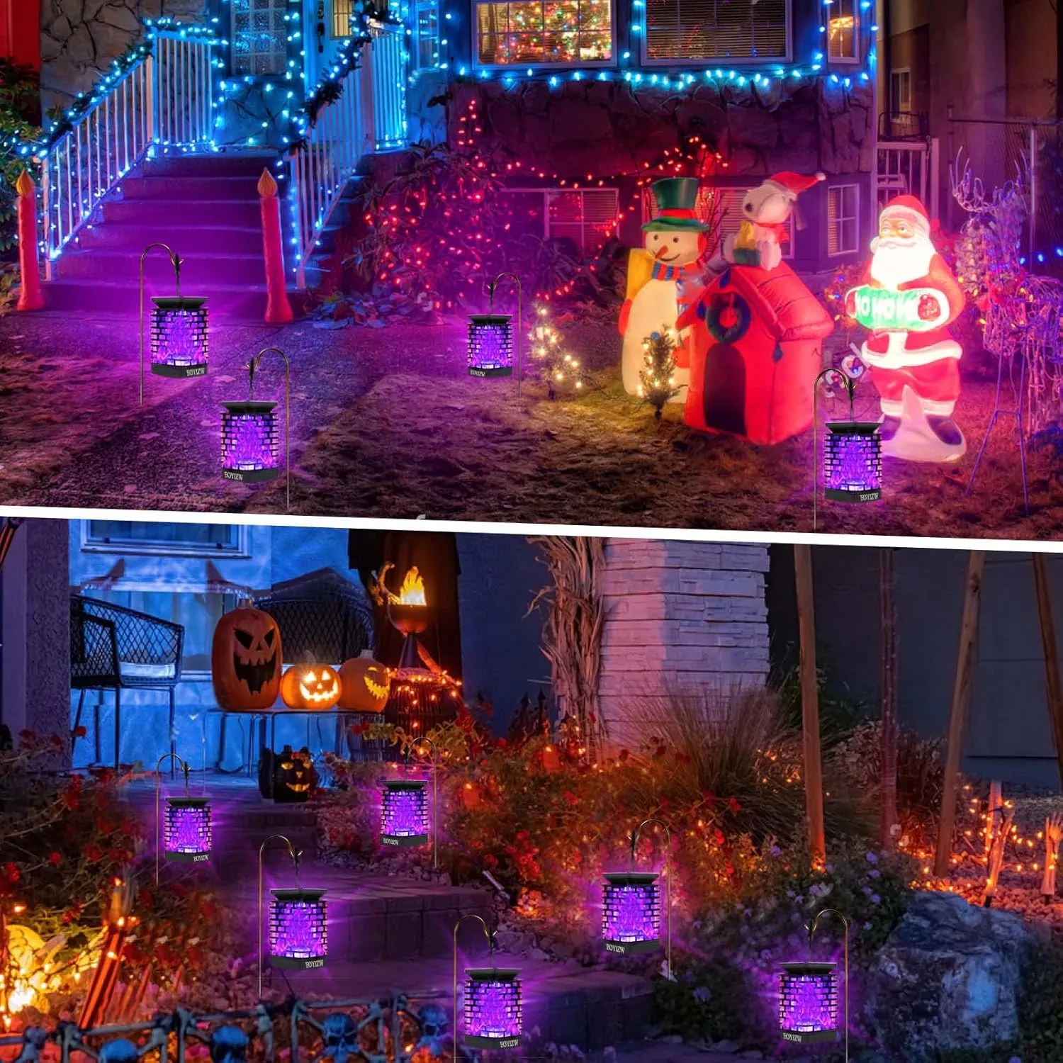 EOYIZW Solar Lights Outdoor, 99 LEDs Solar Lantern - IP65 Waterproof Garden Lights Decor for Halloween Yard Porch Patio 2 Pack