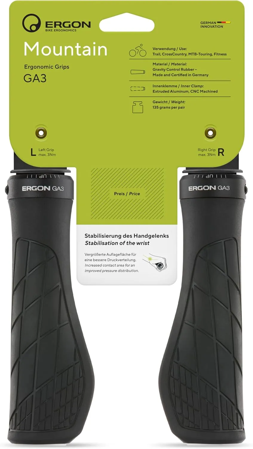 Ergon Grips Technical - Ga3 Large Noir Griffe, Schwarz, L