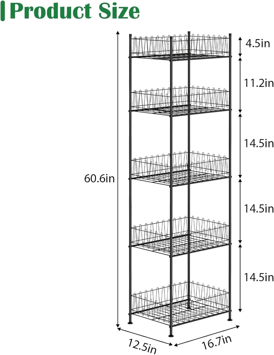 ETELI 5 Tier Water Bottle Storage Rack Freestanding Metal Water Bottle Holder Shelf Organizer Drink Beverage Can Rack Bottled Water Stand for Floor Pantry Kitchen Food Storage, Black