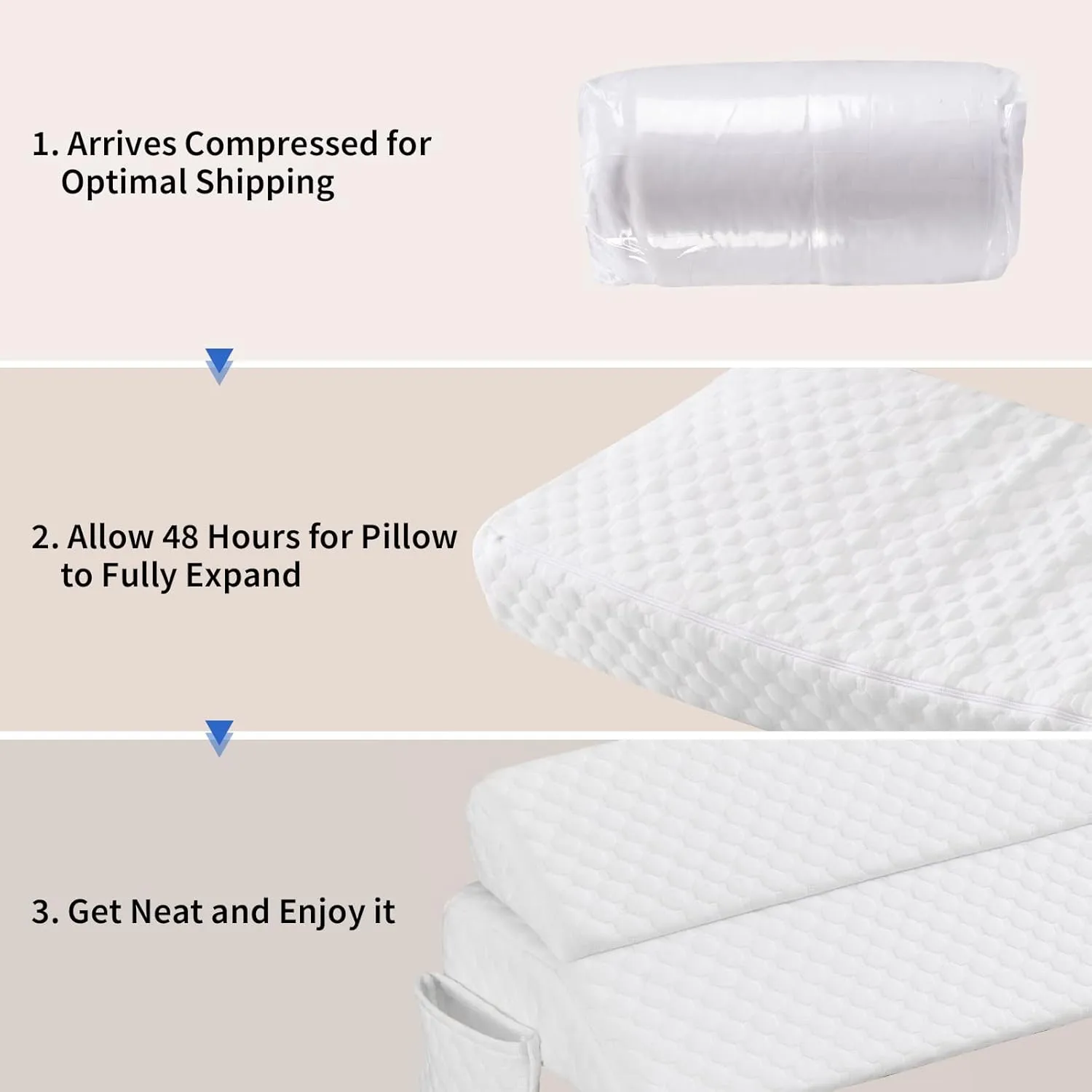 EUHAMS Full Size Bed Wedge Pillow - Bed Gap Filler Mattress Wedge Headboard Pillow Close The Gap 0-7" Between Your Headboard and Mattress or Wall for Sleeping Backrest Pillow (54"x10"x6" White)