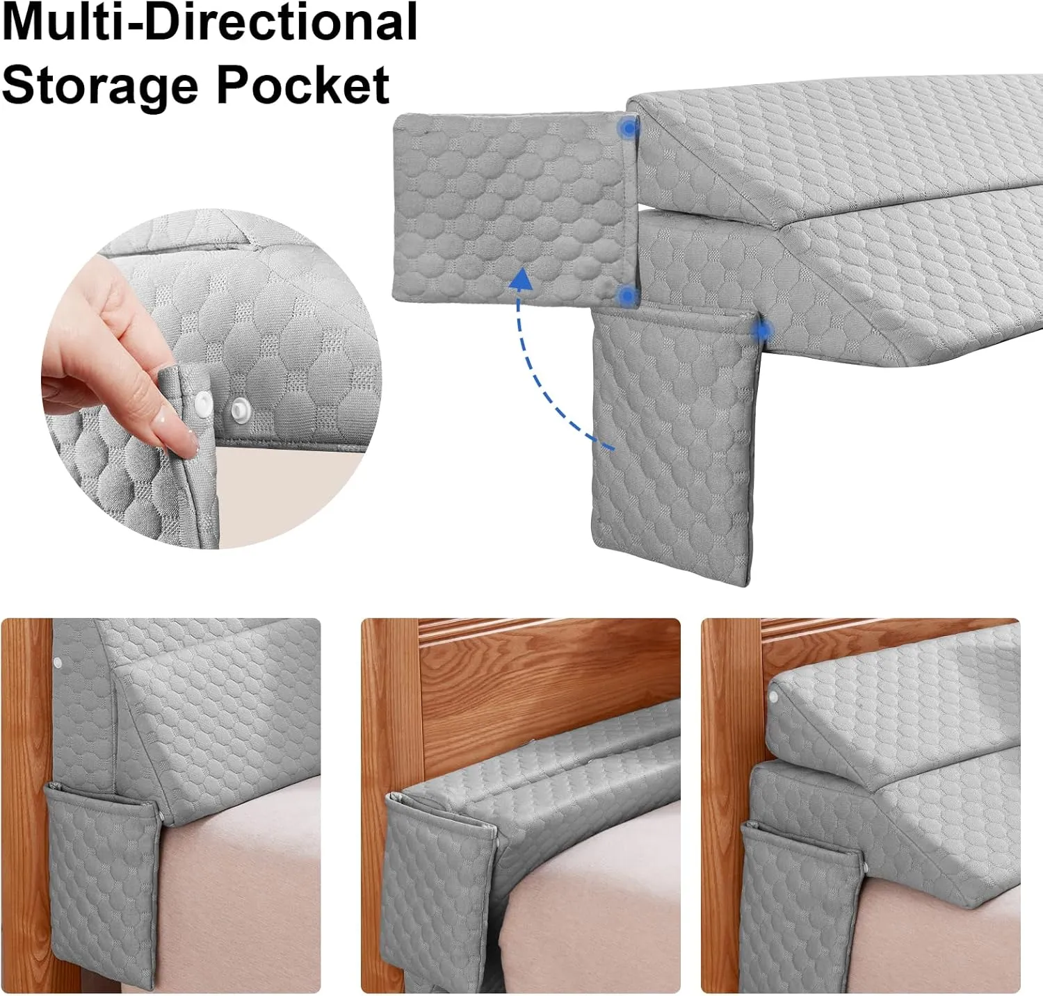 EUHAMS King Size Bed Wedge Pillow - Bed Gap Filler Mattress Wedge Headboard Pillow Close The Gap 0-7" Between Your Headboard and Mattress or Wall for Sleeping Backrest Pillow (76"x10"x6" Gray)