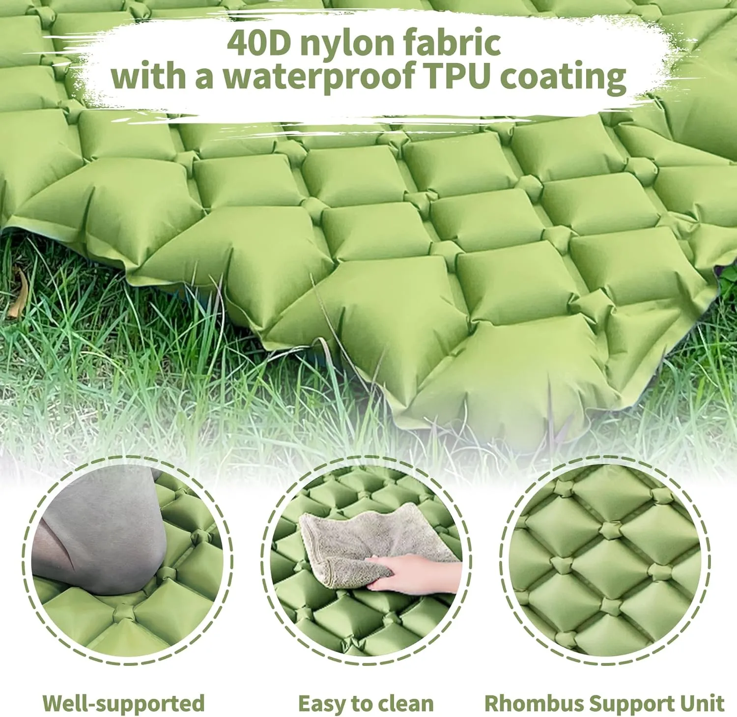 EULANT Single Sleeping Pad for Camping with Built-in Pillows & Foot Pump,Ultralight & Portable Self Inflating Air Mat for Camping Backpacking Hiking Tent
