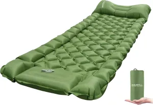 EULANT Single Sleeping Pad for Camping with Built-in Pillows & Foot Pump,Ultralight & Portable Self Inflating Air Mat for Camping Backpacking Hiking Tent