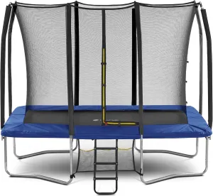 Exacme 7X10 8X12 9X14 Foot Rectangle Trampoline for Kids, Double Enclosure Openings, Small Outdoor Rectangular Trampoline with Enclosure Net, 4 Wind Stakes, Storage Bag, 330LB Capacity