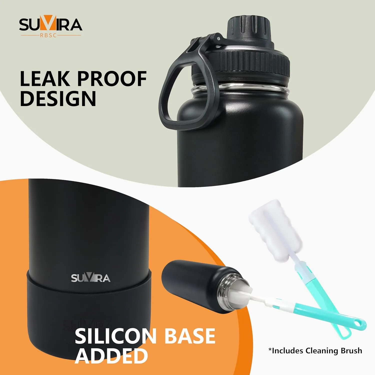 Explore The Ultimate in Hydration:Magnetic lid/Water Bottle with 2Lids Pack/Leak Proof/Double Wall Stainless Steel Insulation withTripod,Phone Holder Sport,Gym and Travel
