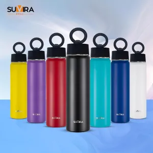 Explore The Ultimate in Hydration:Magnetic lid/Water Bottle with 2Lids Pack/Leak Proof/Double Wall Stainless Steel Insulation withTripod,Phone Holder Sport,Gym and Travel