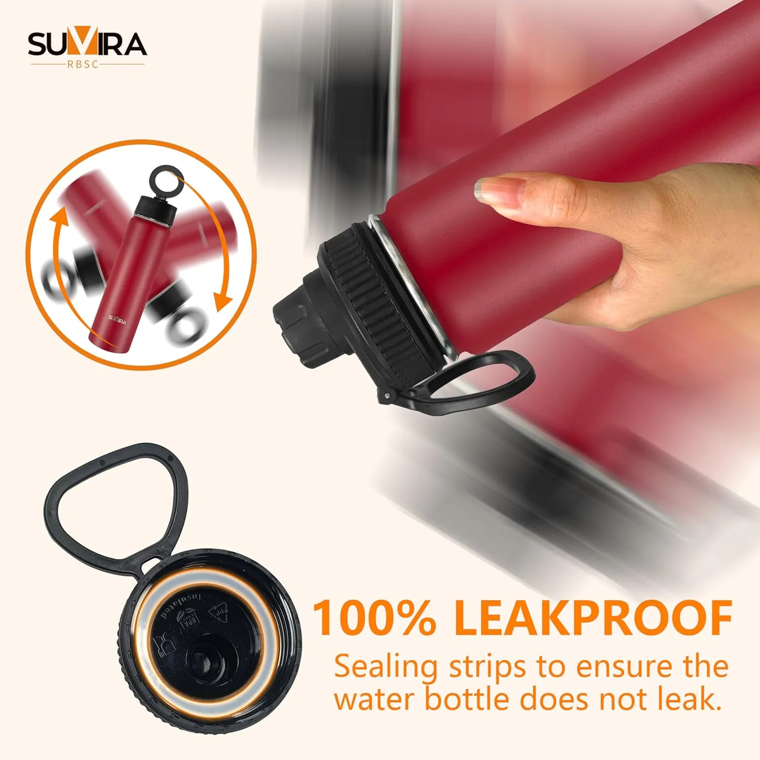 Explore The Ultimate in Hydration:Magnetic lid/Water Bottle with 2Lids Pack/Leak Proof/Double Wall Stainless Steel Insulation withTripod,Phone Holder Sport,Gym and Travel