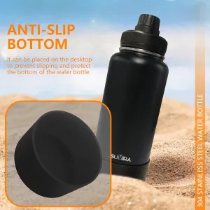 Explore The Ultimate in Hydration:Magnetic lid/Water Bottle with 2Lids Pack/Leak Proof/Double Wall Stainless Steel Insulation withTripod,Phone Holder Sport,Gym and Travel