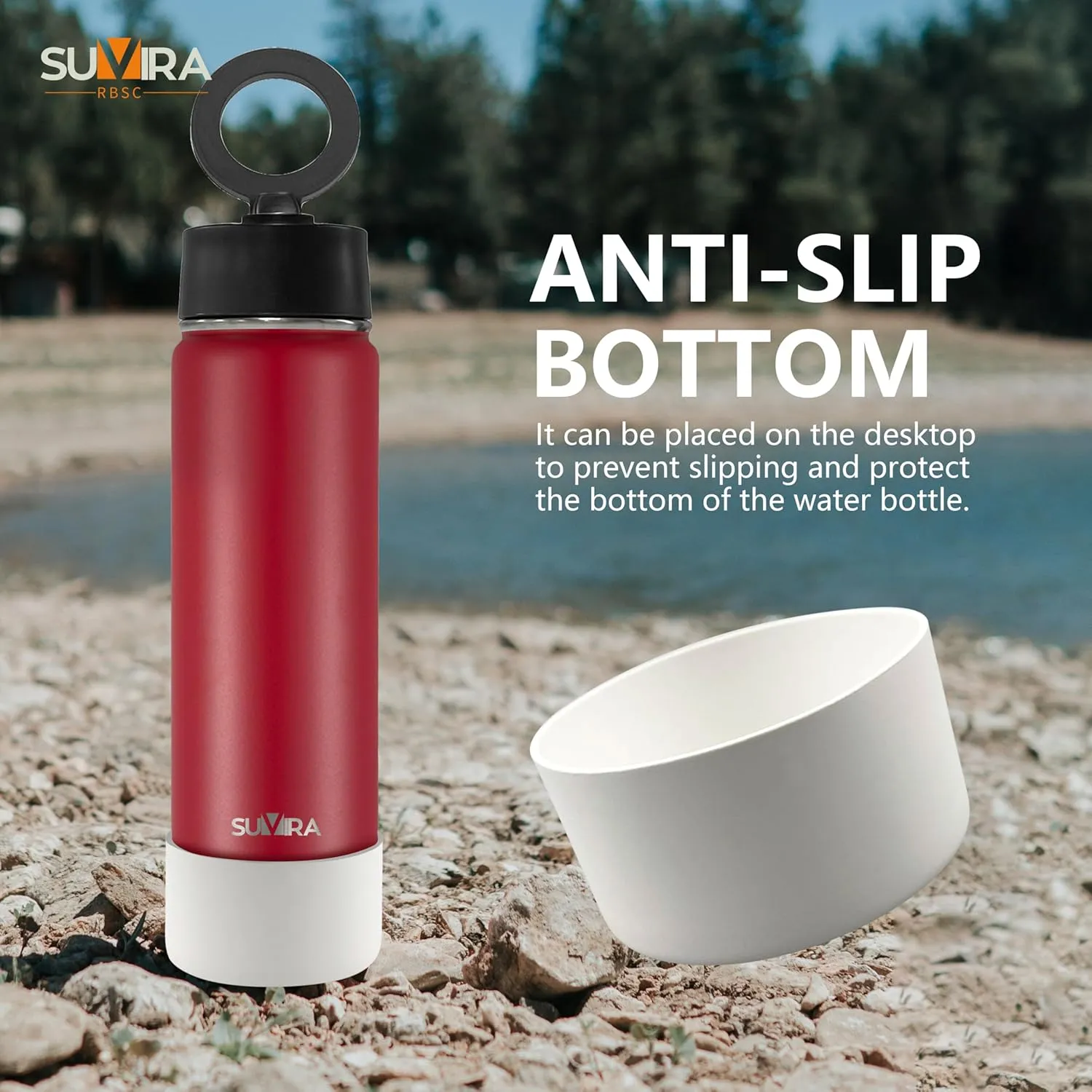 Explore The Ultimate in Hydration:Magnetic lid/Water Bottle with 2Lids Pack/Leak Proof/Double Wall Stainless Steel Insulation withTripod,Phone Holder Sport,Gym and Travel