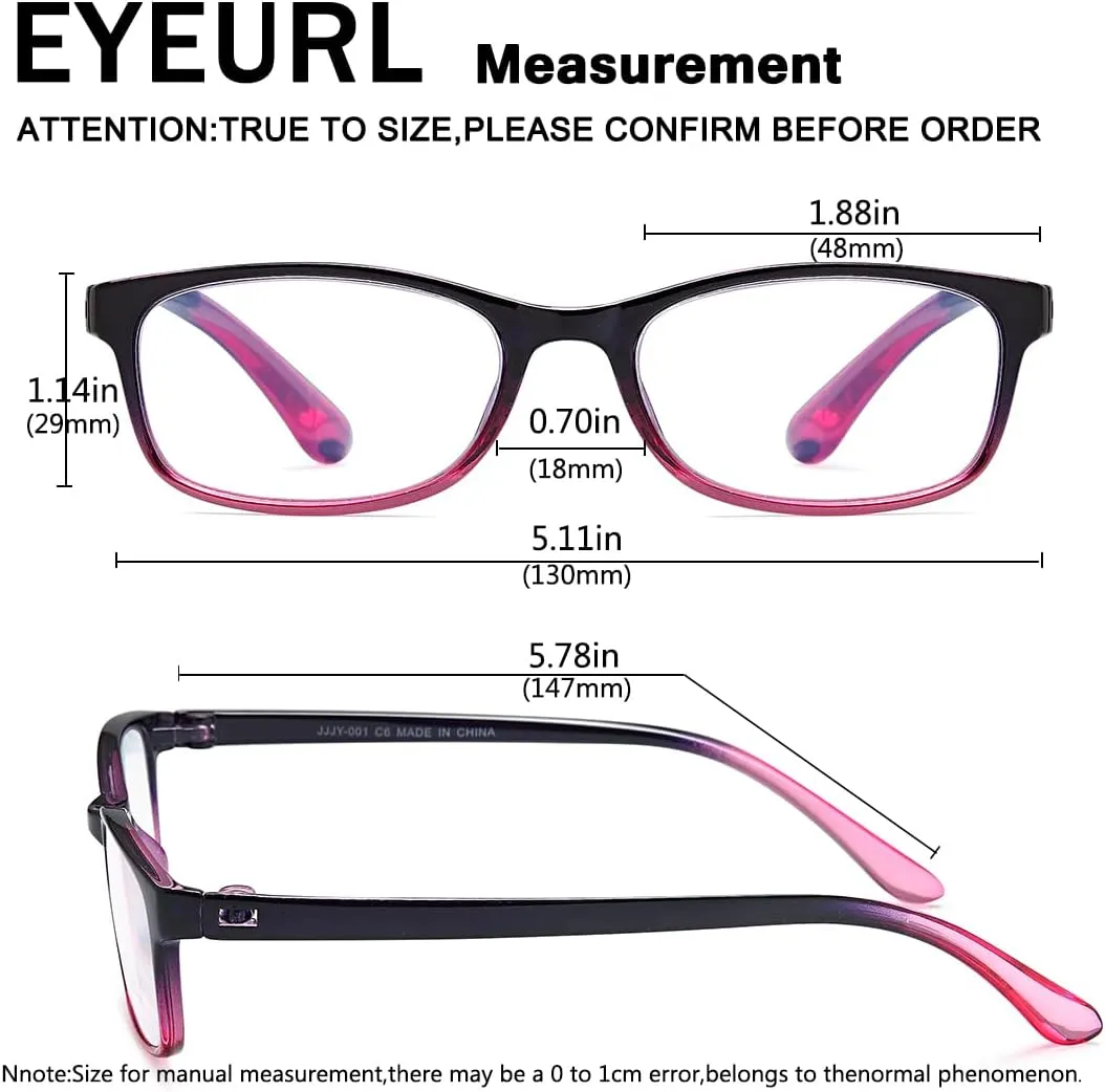 EYEURL 2 Pack Reading Glasses Blue Light Blocking Readers for Women-TR90 Lightweight Computer Reading Glasses Stylish Rectangular Frames Eyeglasses 2.5