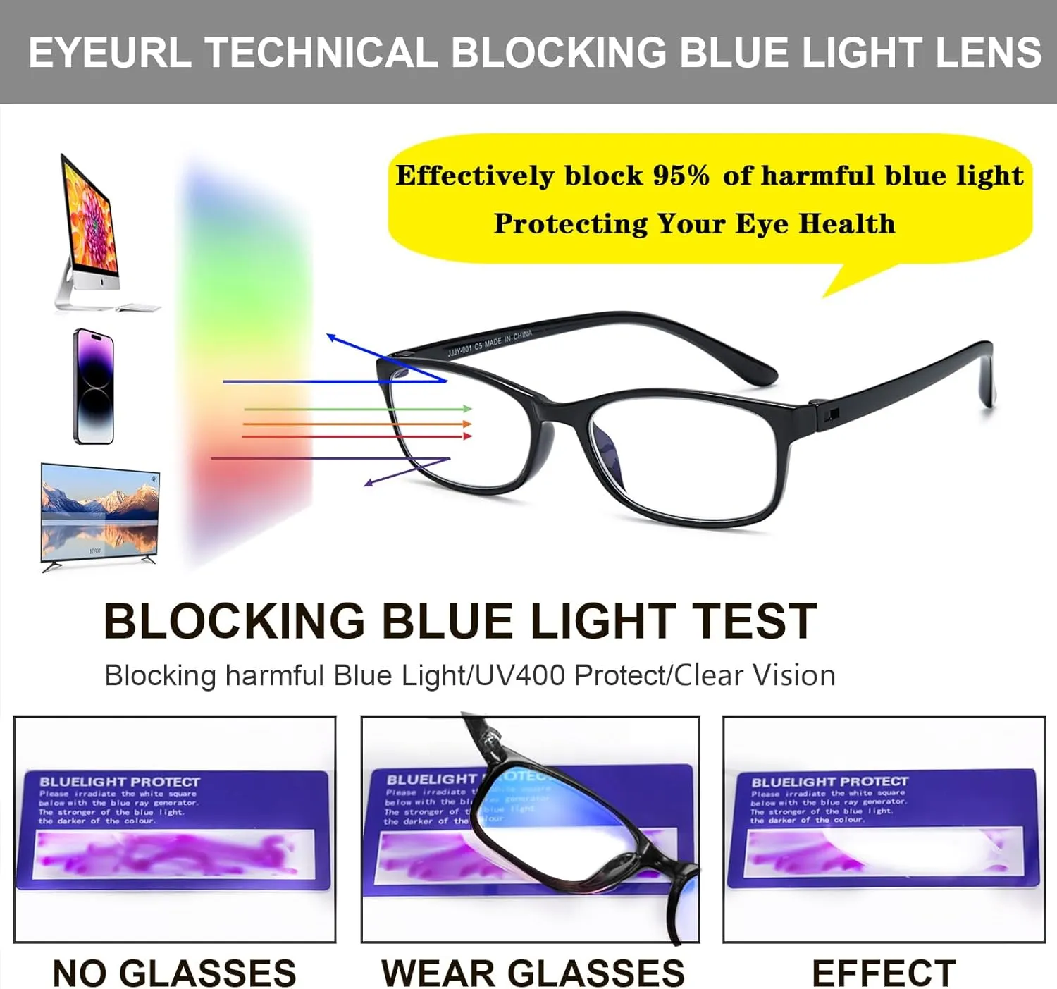 EYEURL 2 Pack Reading Glasses Blue Light Blocking Readers for Women-TR90 Lightweight Computer Reading Glasses Stylish Rectangular Frames Eyeglasses 2.5