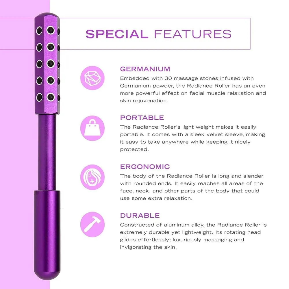 Facelift Pro Beauty Roller, Elarique Face Roller, Beauty Roller, Facial Massage Tool,Germanium Stone Face Roller for up Lifting and Skin Care (silver)
