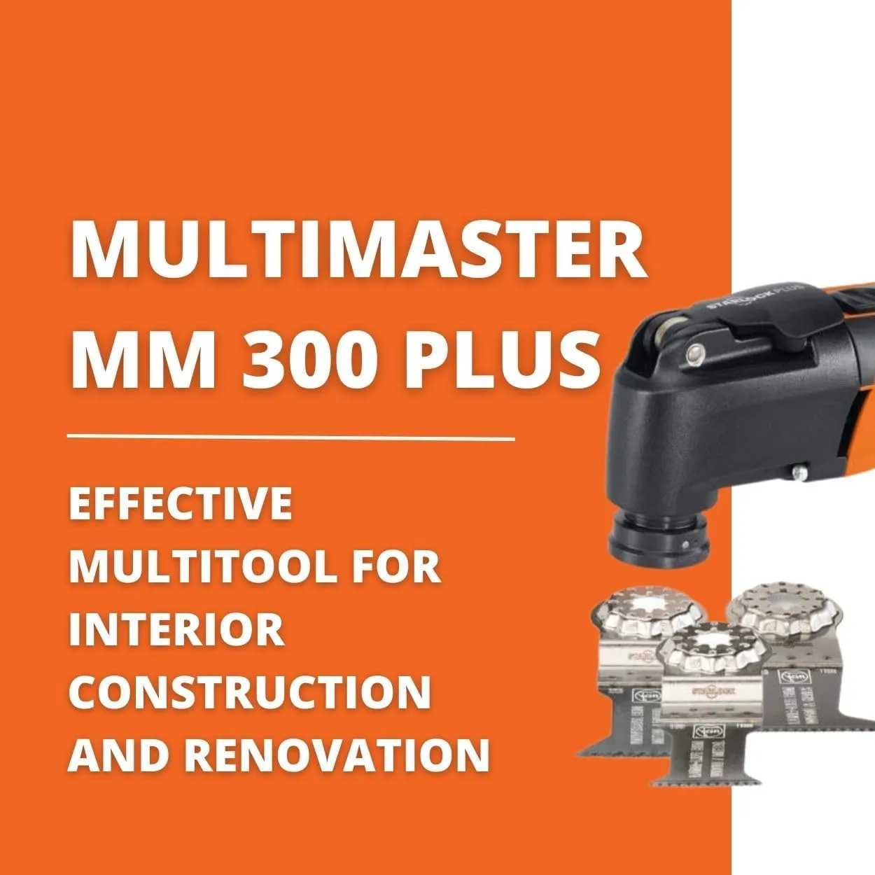 Fein MultiMaster MM 300 Plus Start Oscillating Multi-Tool Set with QuickIn System - StarLockPlus Mount, 250 W, 11,000-20,000 OPM, Includes Saw Blades and Tool Case - 72297261090