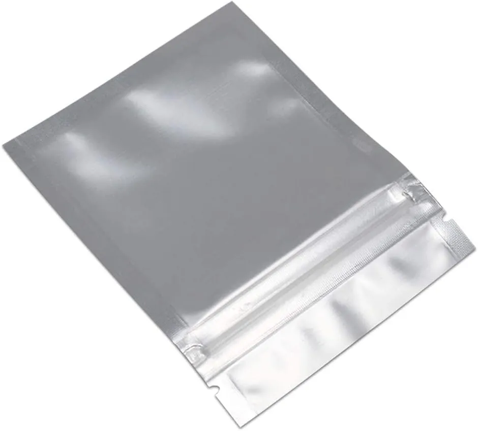FERENLI 100 Pcs Mylar Zipper Lock Food Storage Bag Matte Aluminum Foil Airtight Bag with Front Window Plastic Packaging Pouch for Zip Flat Heat Seal Lock (8.5x13cm (3.3x5.1 inch), Green)