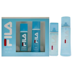 FILA Fresh Gift Set for Men - Cool, Clean, Refreshing - A Modern Classic Fragrance - Includes Eau De Toilette And Body Spray For Him - Trendy, Streamlined, Portable Blue Bottle Designs - 2 Pc