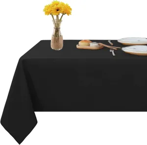 Fitable Rectangle Tablecloth 90x156 inch Tablecloth Stain and Wrinkle Resistant Washable Polyester Table Cloth, Decorative Fabric Table Cover for Dining Table, Buffet Parties and Camping Black