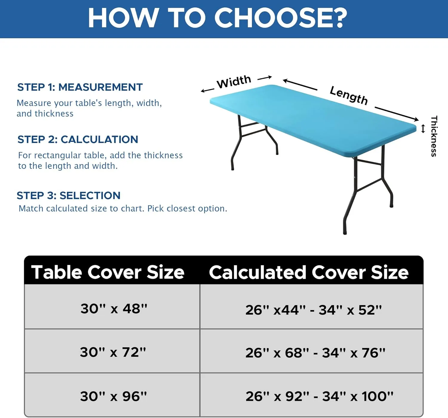 Fitted Tablecloth for 8 Foot Rectangle-6 Pack Light Blue Elastic Outdoor Picnic Table Cover-Spandex Stretch Folding Table Cloths 8ft for Camping Dining Room Patio Kitchen Banquet Party