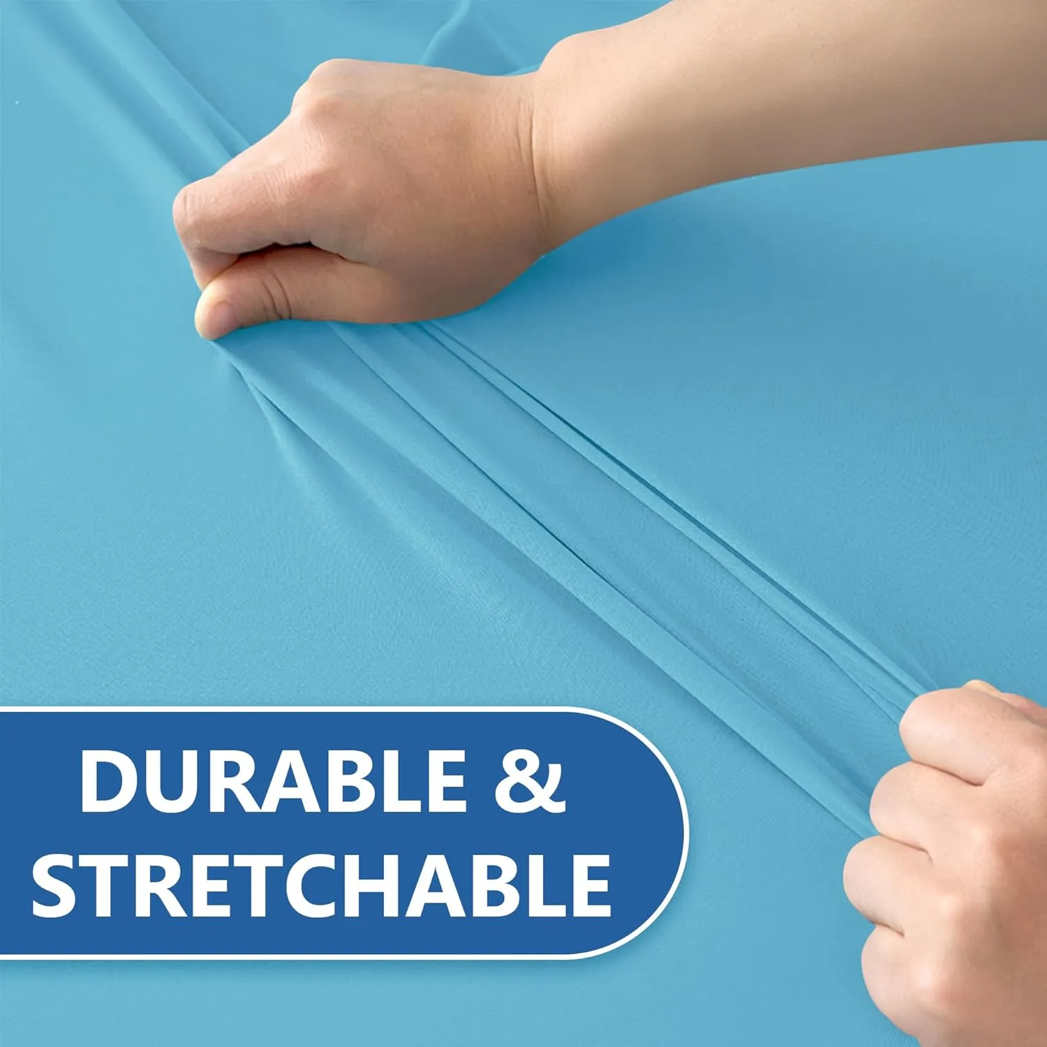 Fitted Tablecloth for 8 Foot Rectangle-6 Pack Light Blue Elastic Outdoor Picnic Table Cover-Spandex Stretch Folding Table Cloths 8ft for Camping Dining Room Patio Kitchen Banquet Party