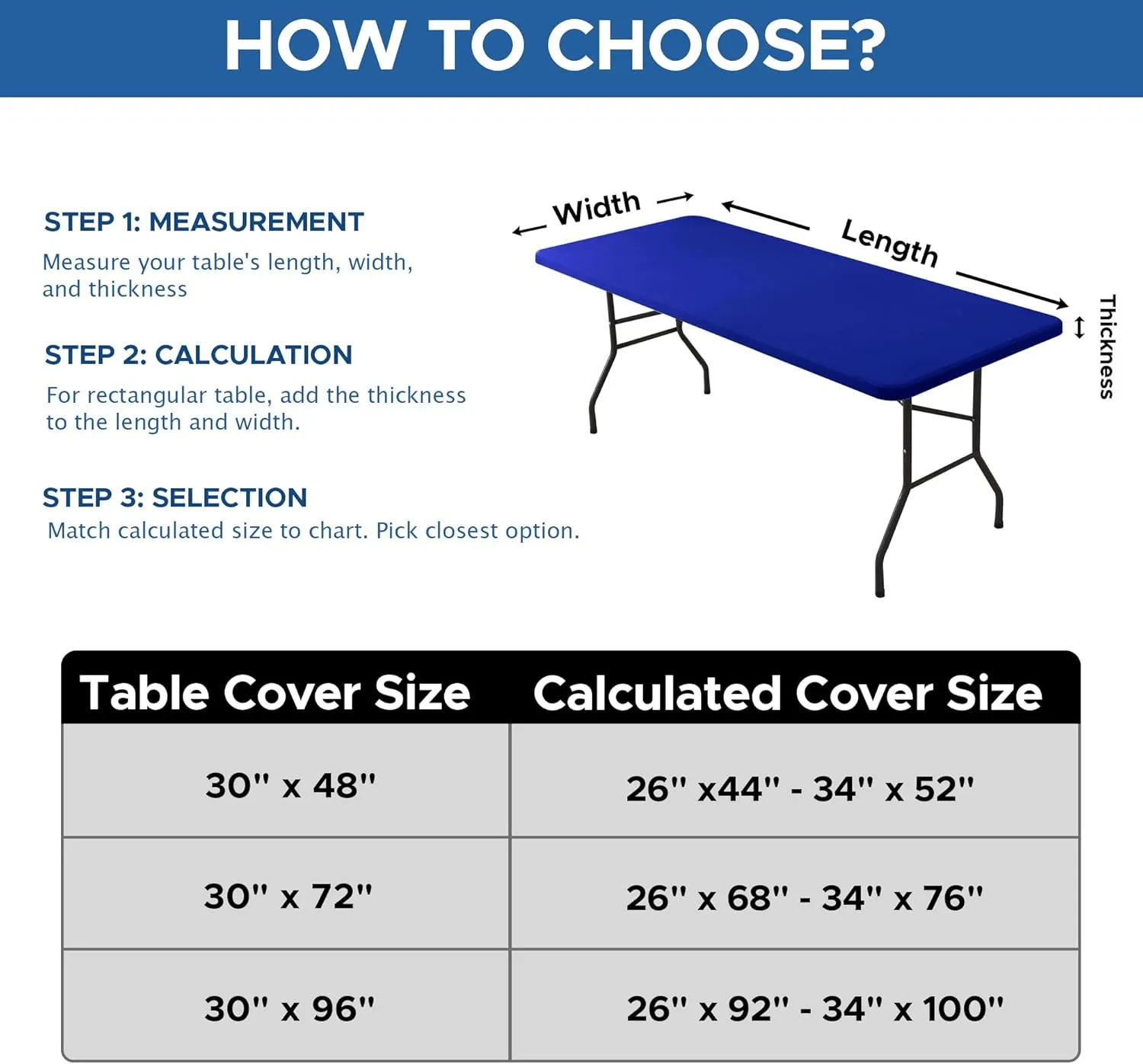 Fitted Tablecloth for 8 Foot Rectangle-6 Pack Royal Blue Elastic Outdoor Picnic Table Cover-Spandex Stretch Folding Table Cloths 8ft for Camping Dining Room Patio Kitchen Banquet Party