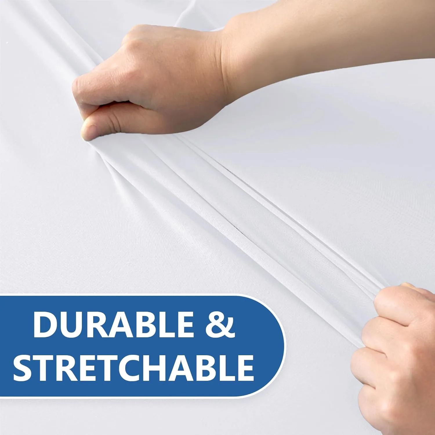Fitted Tablecloth for 8 Foot Rectangle Tables-6 Pack White Elastic Outdoor Picnic Table Cover-Spandex Stretch Folding Table Cloths 8ft for Camping Dining Room Patio Kitchen Banquet Party