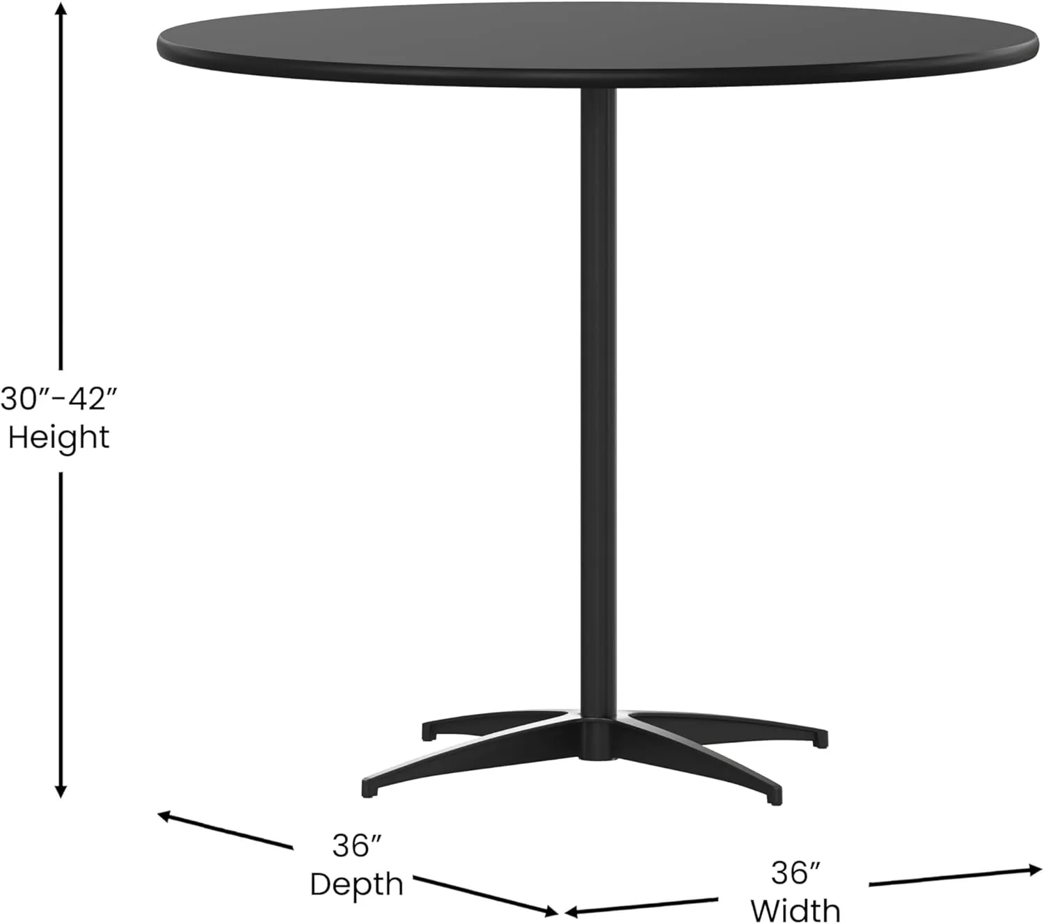 Flash Furniture Lars Black 36'' Round Wood Cocktail Table with 30'' and 42'' Columns