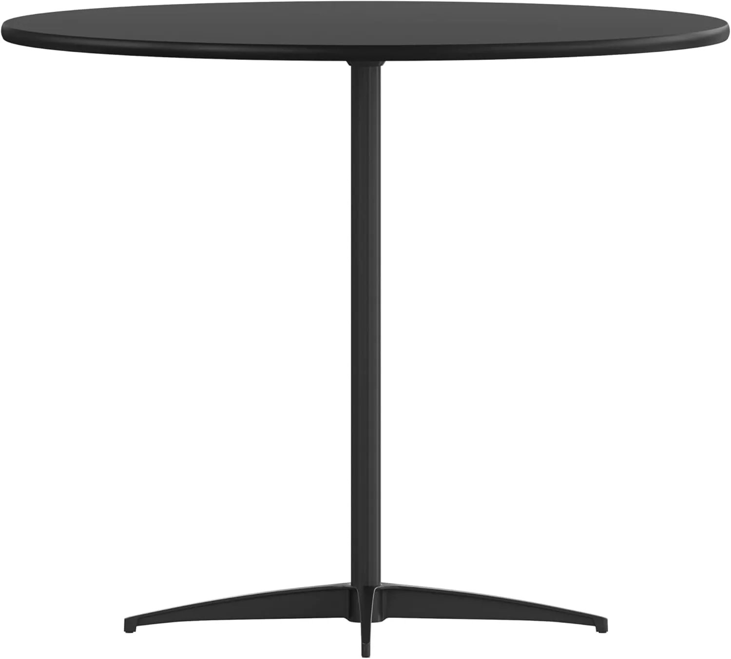 Flash Furniture Lars Black 36'' Round Wood Cocktail Table with 30'' and 42'' Columns