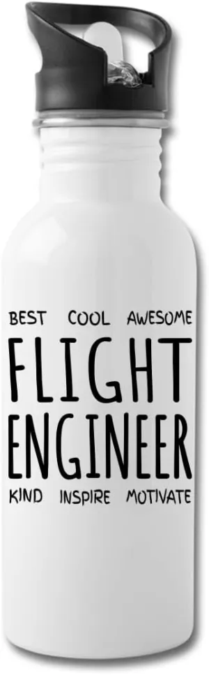 Flight Engineer Water Bottle Gifts Funny Appreciation Thank You For Men Women 20 fl oz Bottle White