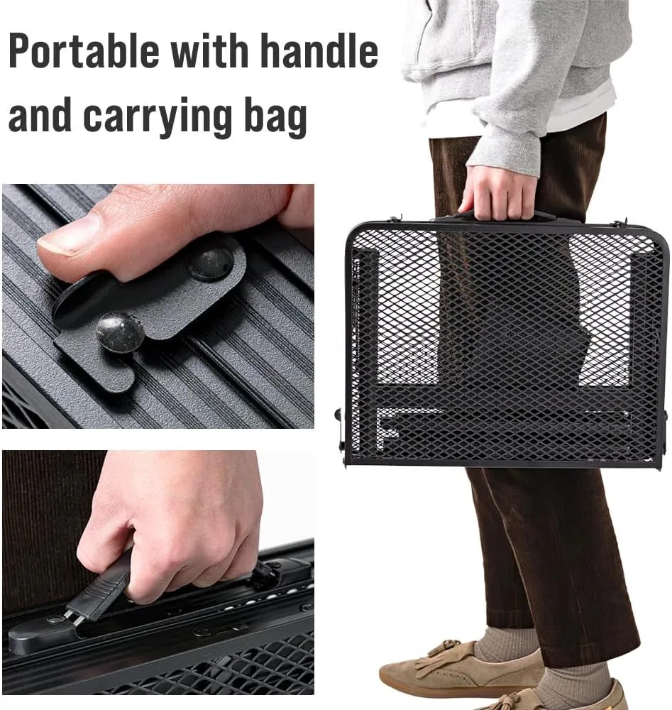 Folding Grill Table, 4 x 2 FT Lightweight Height Adjustable Aluminum Table with Mesh Desktop and Mesh Bag for Outdoor Camping Picnic BBQ (Silver, large (47" x 23"))