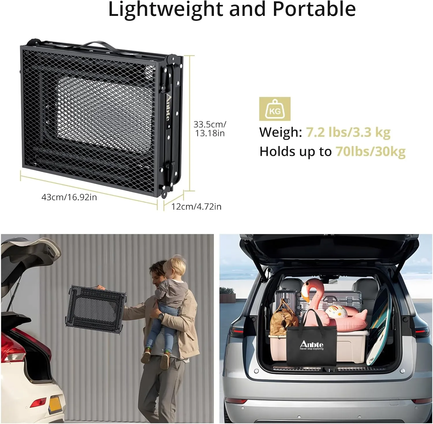 Folding Grill Table, Aluminum Camping Table Adjustable Height Max 27.5" Picnic Table Outdoor Table, Lightweight, Portable Handle for Travel Cooking BBQ Picnic, 35" x 16", Black