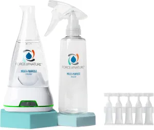 Force of Nature Multi-Purpose Cleaner, Disinfectant & Deodorizer Starter Kit - All Purpose Cleaning Spray with Reusable Bottle, 5 Refills - EPA Registered, Toxin-Free Cleaning Supplies