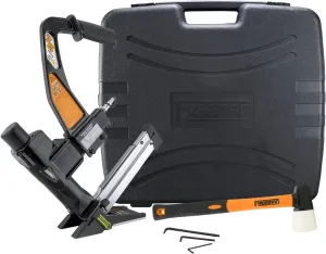 Freeman PFL618BR Pneumatic 3-in-1 15.5-Gauge and 16-Gauge 2" Flooring Nailer / Stapler with Flooring Mallet, Interchangeable Base Plates, and Case