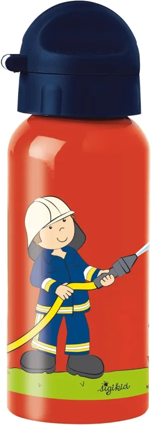 Frido Firefighter Stainless Steel Drinking Bottle, Leak-Proof, BPA-Free, Durable, Lightweight, Screw Cap, Easy to Clean, for Children 3-8 Years, Item No. 25292, Fire Brigade/Red, 400 ml
