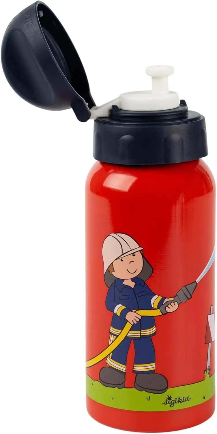 Frido Firefighter Stainless Steel Drinking Bottle, Leak-Proof, BPA-Free, Durable, Lightweight, Screw Cap, Easy to Clean, for Children 3-8 Years, Item No. 25292, Fire Brigade/Red, 400 ml