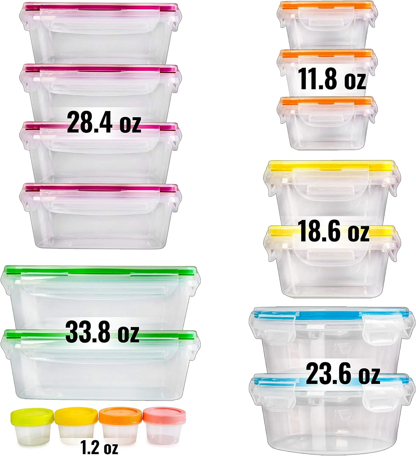 fullstar 34-Piece Plastic Food Storage Containers with Lids (17 Containers & 17 Lids) - Leakproof, BPA-Free, Meal Prep Containers, Reusable Lunch Storage Set for Kitchen Organization (Pack of 34)