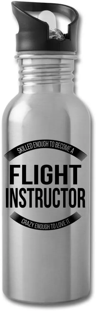 Funny Flight Instructor Gifts Water Bottle For Coworkers Employees Men Women 20 fl oz Bottle Silver