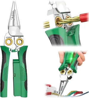 GADO Pro 8-in-1 Wire Crimper Stripper with Voltage Detector & Dual Alarms - Heavy Duty 12-250V AC/DC Tester for Hot/Neutral Wires - Electrician, HVAC, Car Repair Tool