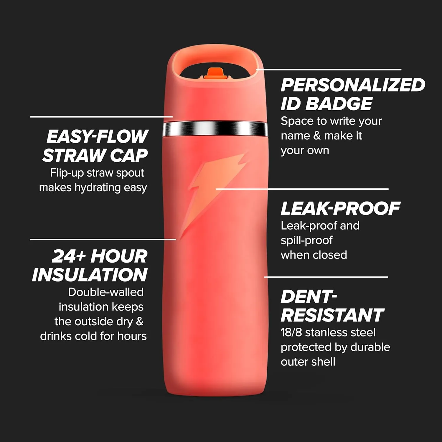 Gatorade 'Overtime' 22oz Stainless Steel Water Bottle