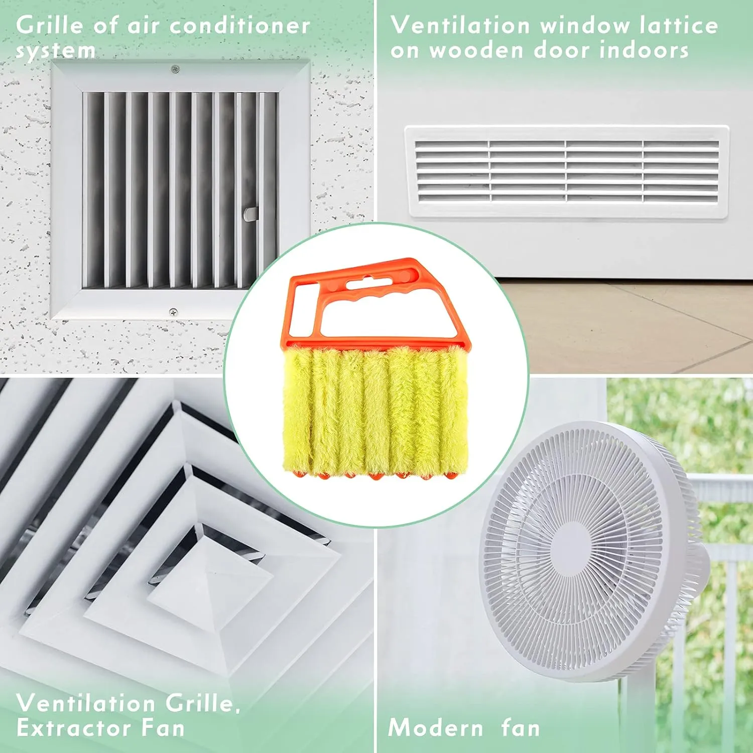 Geiserailie 3 Pieces Blind Cleaner Duster Tool 7 Finger Dusting Cleaner for Window Venetian Washable Mini Brush Hand Held Tool for Air Conditioner Dust Dirt (3 Colors)