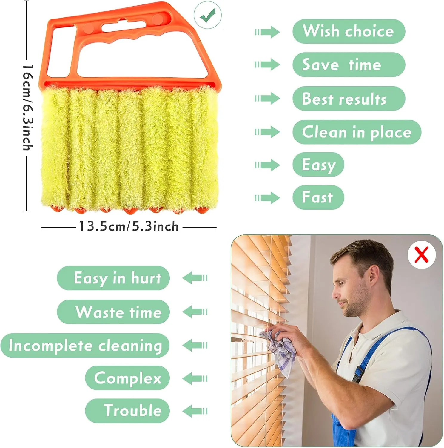 Geiserailie 3 Pieces Blind Cleaner Duster Tool 7 Finger Dusting Cleaner for Window Venetian Washable Mini Brush Hand Held Tool for Air Conditioner Dust Dirt (3 Colors)
