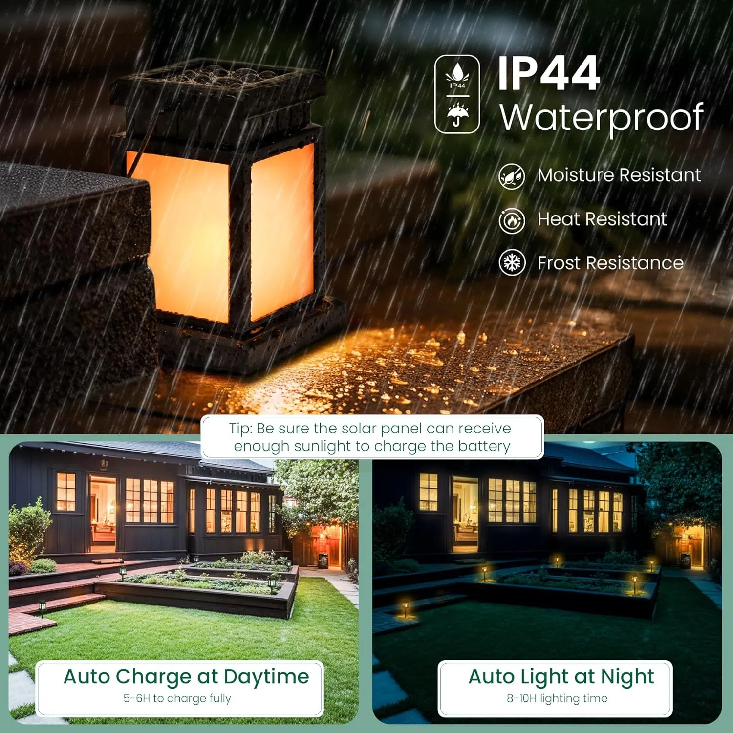 GIGALUMI Solar Lanterns Outdoor Waterproof, 8 Pack Hanging Solar Lanterns for Outside, Flame Effect Outdoor Lights for Pathway, Garden, Patio, Lawn, Porch, Gazebo, Tent, Tree, Yard(Flickering Lights)