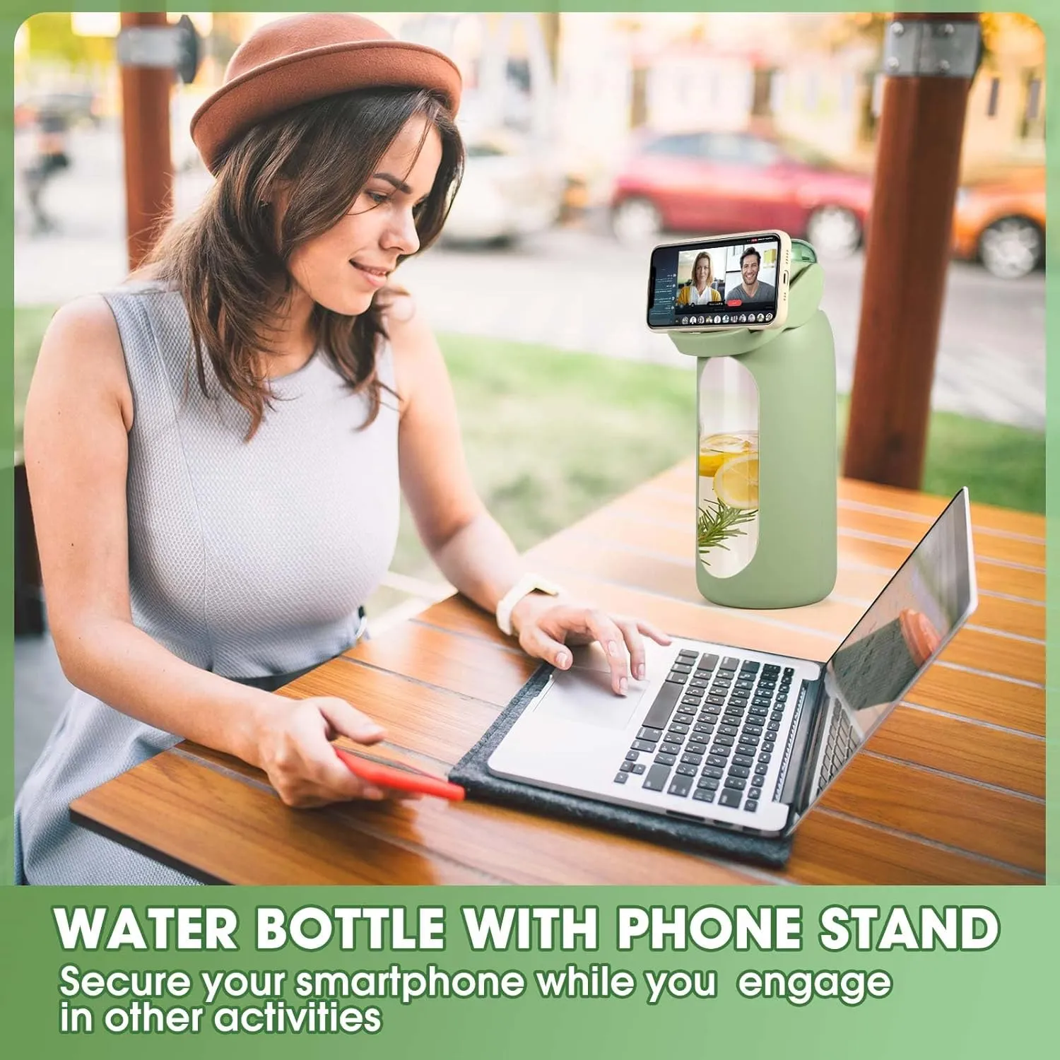Glass Water Bottles 64 oz - Half Gallon Water Bottle with Straw Phone Holder Handle Time Marker and Silicone Sleeve, Large Motivational Water Jug with Carrier Bag for Daily Intake Gym Pastel