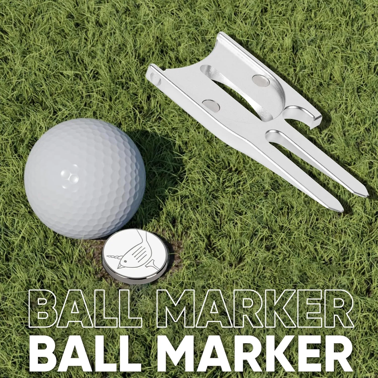 Golf Divot Repair Tool & Golf Ball Marker 6-in-1 Golf Divot Tool