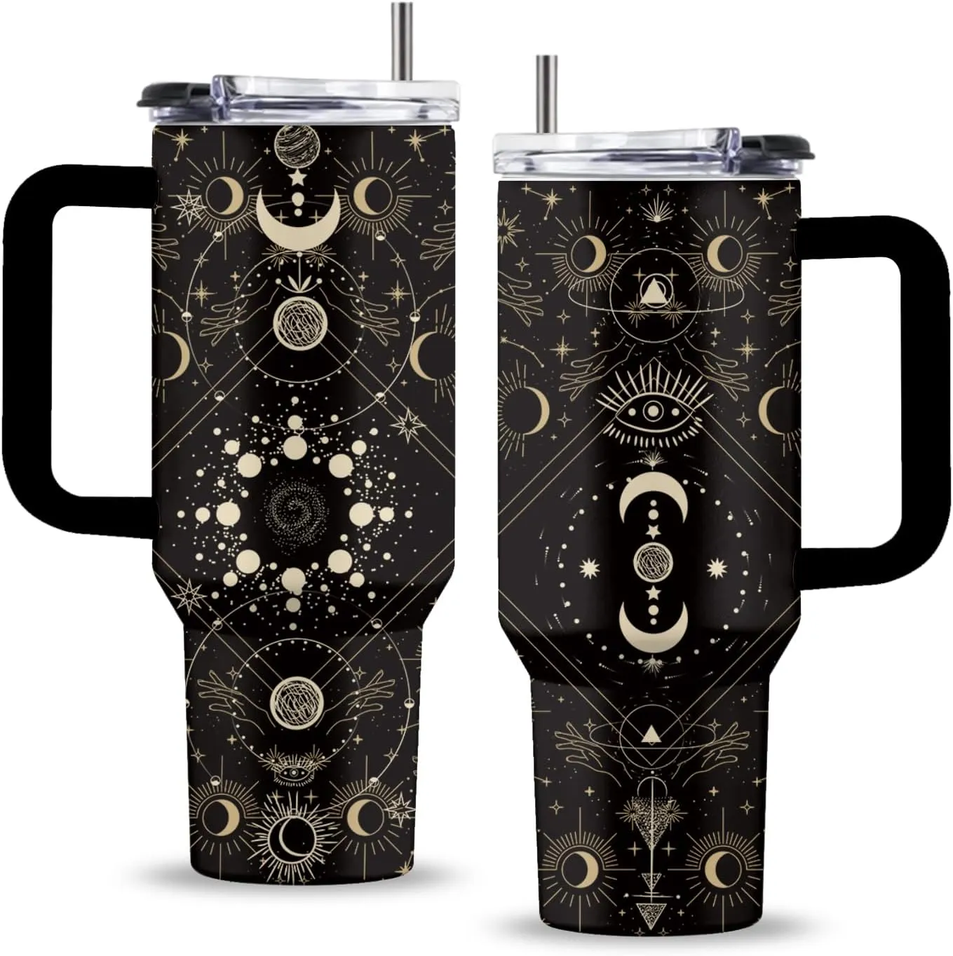 Goth Gifts, 40 Oz Goth Tumbler with Handle & Straw, Goth Gifts for Women, Birthday Presents for Gothic Style Lovers, Stainless Steel Gothic Tumbler, Moon Cup, Witchy Cup